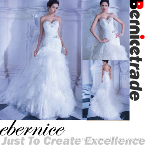 White Long Layes Tulle Custom Made Wedding Dresses